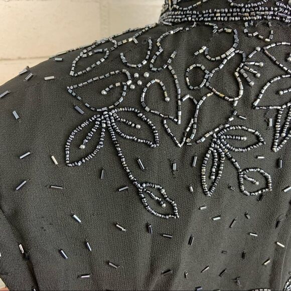 Vtg Marina Bresler Sequin Black Evening Blouse U2 - Picture 4 of 8